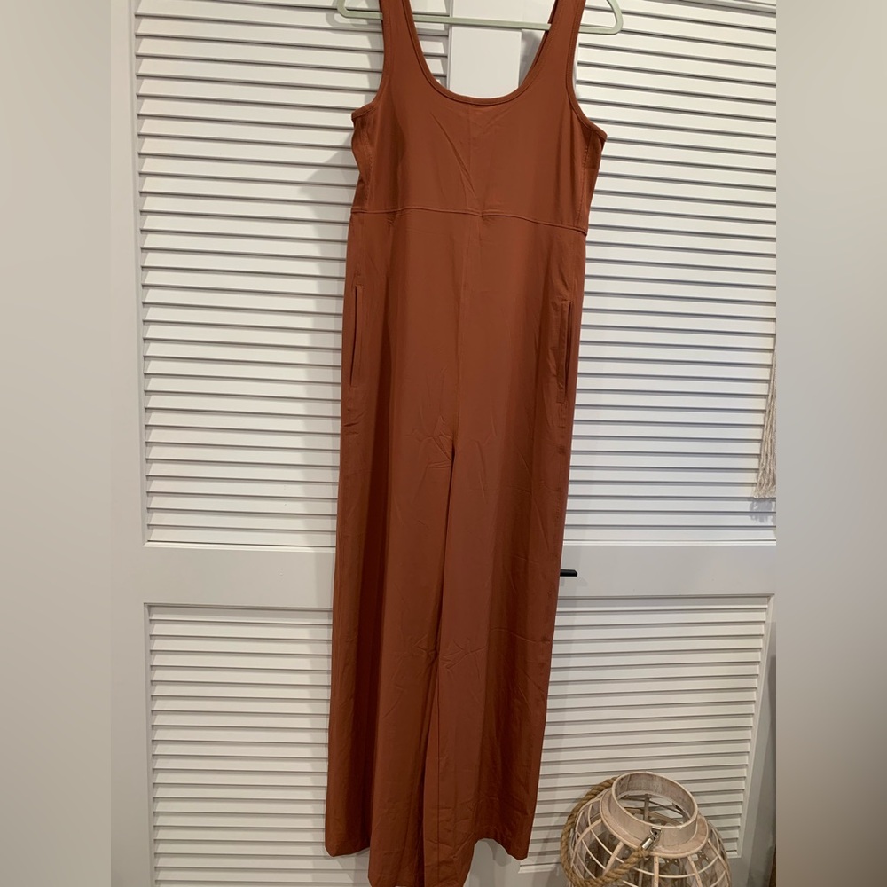 NWOT Athleta The Passenger wide leg jumpsuit brick orange size small - Picture 3 of 9